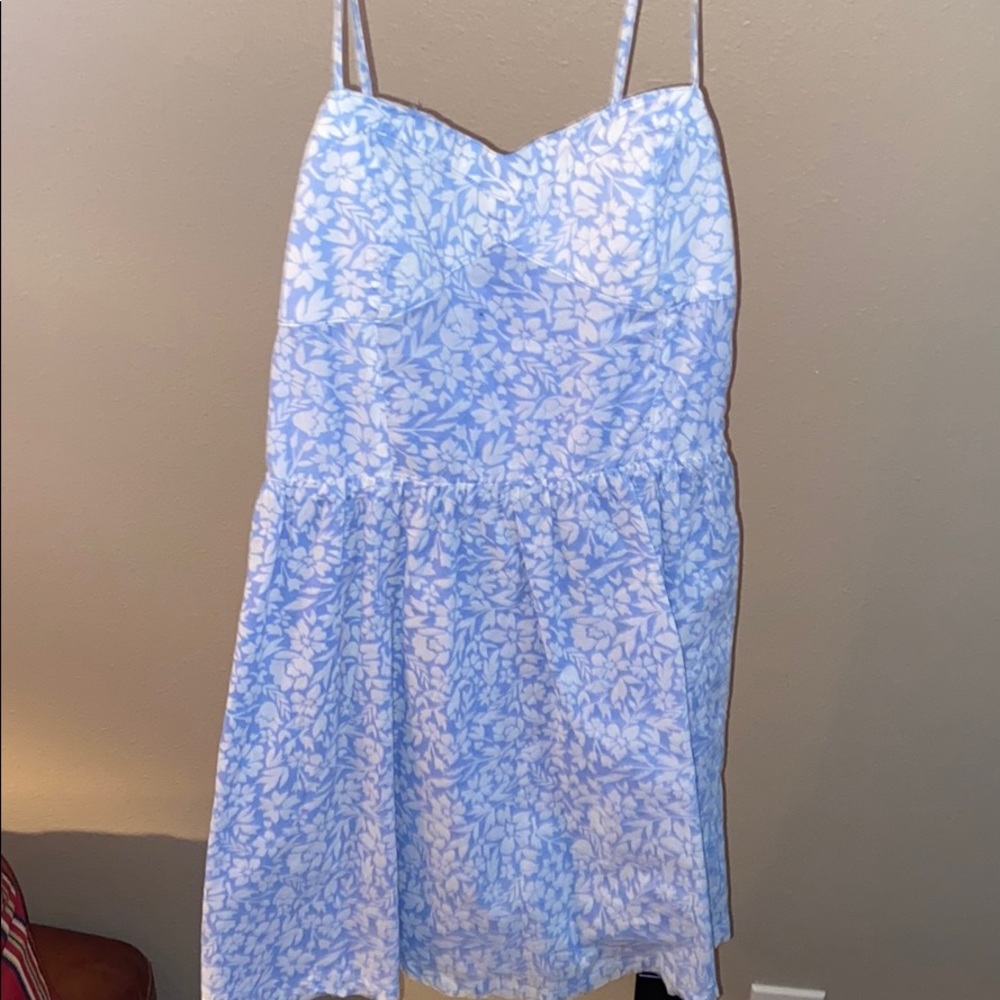 blue and white flowered summer dress